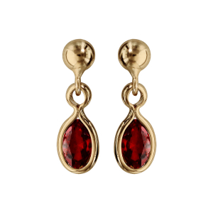 BOUCLES D'OREILLES TIGE PLAQUÉ OR CLOU NAVETTE ROUGE