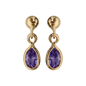 BOUCLES D'OREILLES TIGE PLAQUÉ OR CLOU NAVETTE VIOLET FONCÉ