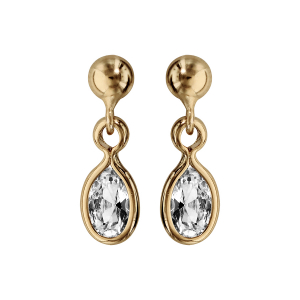 BOUCLES D'OREILLES TIGE PLAQUÉ OR CLOU NAVETTE BLANCHE