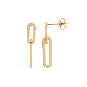 BOUCLES D'OREILLES TIGE PLAQUÉ OR 2 ELEMENTS RECTANGULAIRES
