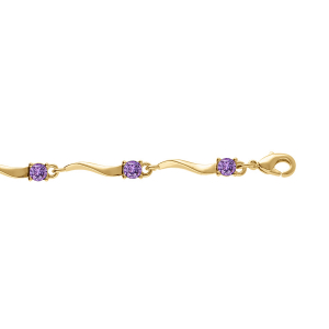 BRACELET PLAQUÉ OR PIERRES SYNTHETIQUES VIOLETTES 17+3CM