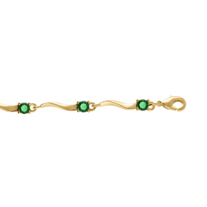 BRACELET PLAQUÉ OR OXYDES VERT  17+3CM