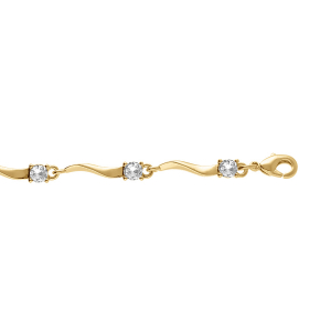 BRACELET PLAQUÉ OR OXYDES BLANCS 17+3CM