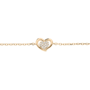 BRACELET PLAQUÉ OR COEUR OXYDES BLANCS SERTIS 16+3CM
