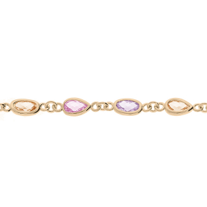 BRACELET PLAQUÉ OR TUTTI FRUTTI OXYDES PASTEL SERTIS 16+3CM