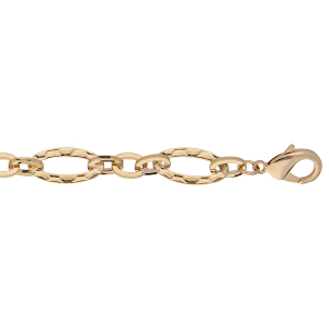 BRACELET PLAQUÉ OR MAILLES OVALES MARTELÉES 18,5+3CM
