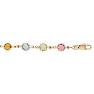 BRACELET PLAQUÉ OR TUTTI FRUTTI ROND MULTI COULEURS PASTELS 16+3CM