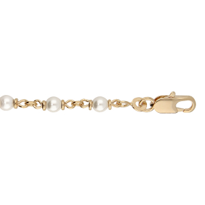 BRACELET PLAQUÉ OR PERLES BLANCHES IMITATION 16+3CM