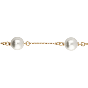 BRACELET PLAQUÉ OR PERLES BLANCHES IMITATION 16+3CM