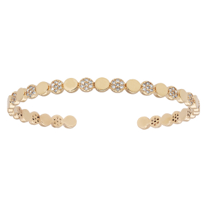 BRACELET PLAQUÉ OR JONC PASTILLES ALTERNEES LISSSES ET OXYDES BLANCS SERTIS