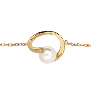 BRACELET PLAQUÉ OR PERLE BLANCHE IMITATION 15+2CM