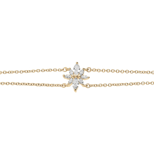 BRACELET PLAQUÉ OR FORME FLEUR OXYDES BLANCS 16+3CM