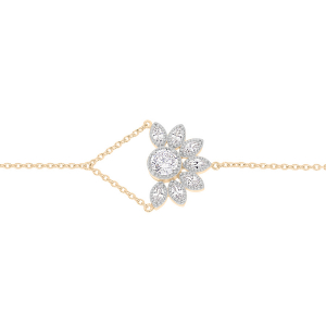 BRACELET PLAQUÉ OR DEMI FLEUR OXYDES BLANCS SERTIS 16+3CM