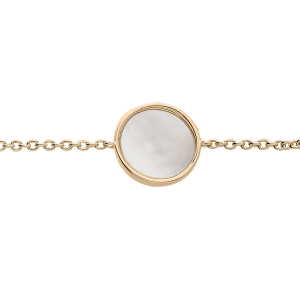 BRACELET PLAQUÉ OR ROND AVEC NACRE BLANCHE VÉRITABLE 10MM  16+2CM
