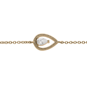 BRACELET PLAQUÉ OR GOUTTE AJOURÉE OXYDE BLANC SERTI 16+2CM