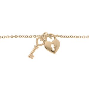 BRACELET PLAQUÉ OR CLEF ET CADENAS LISSE 16+2CM