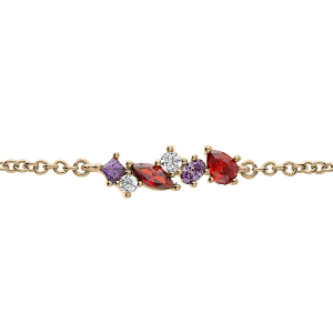 BRACELET PLAQUÉ OR OXYDES MULTI COULEURS 16+2CM