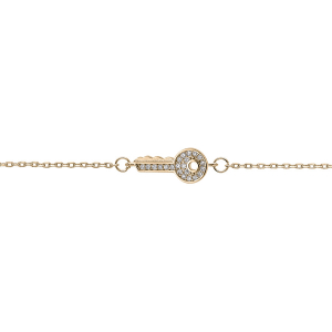 BRACELET PLAQUÉ OR CLEF OXYDES BLANCS SERTIS 16+3CM