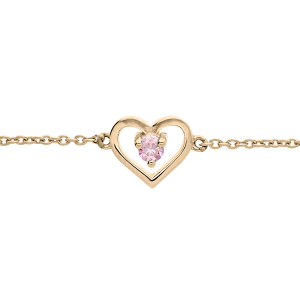 BRACELET PLAQUÉ OR COEUR OXYDE ROSE 14+3CM