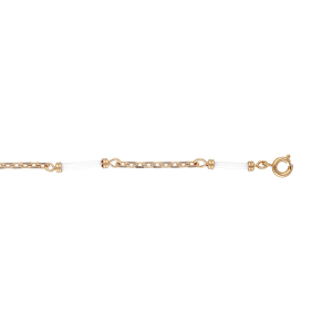 BRACELET PLAQUÉ OR TUBES BLANCS 18CM