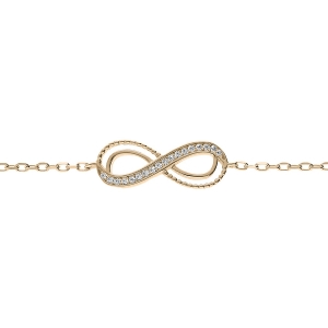 BRACELET PLAQUÉ OR INFINI OXYDES BLANCS SERTIS 16+3CM
