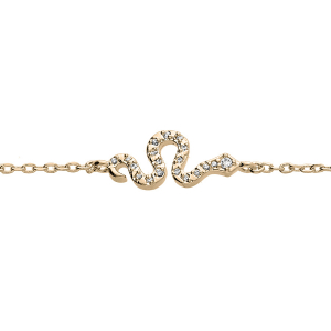 BRACELET PLAQUÉ OR SERPENT OXYDES BLANCS SERTIS 16+3CM