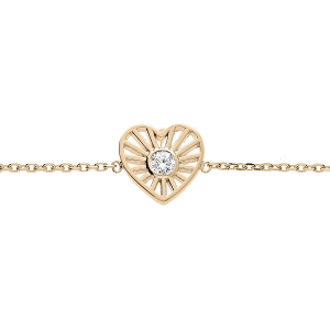 BRACELET PLAQUÉ OR COEUR SOLEIL OXYDE BLANC SERTI 16+2CM