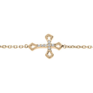 BRACELET PLAQUÉ OR CROIX OXYDES BLANCS SERTIS 16+2CM