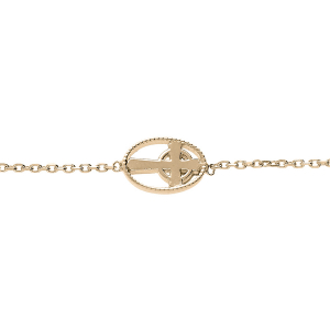 BRACELET PLAQUÉ OR OVALE CROIX 16+2CM