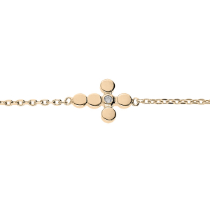 BRACELET PLAQUÉ OR CROIX 1 OXYDE BLANC SERTI 16+2CM