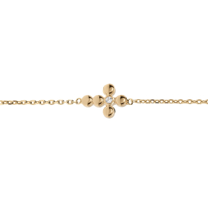 BRACELET PLAQUÉ OR CROIX 1 OXYDE BLANC SERTI 16+2CM