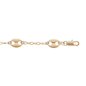 BRACELET PLAQUÉ OR GRAIN DE CAFÉ 18CM RÉGLABLE