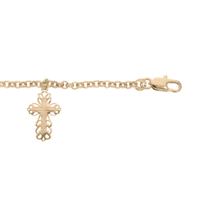 BRACELET PLAQUÉ OR PAMPILLE CROIX 19CM RÉGLABLE