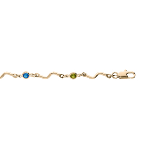 BRACELET PLAQUÉ OR PIERRES SYNTHETIQUE MULTI COULEURS 16+3CM