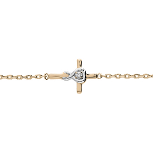 BRACELET PLAQUÉ OR CROIX OXYDE BLANC SERTI  16CM + 2CM