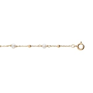 BRACELET PLAQUÉ OR  PERLES DE CULTURE D'EAU DOUCE 16+3CM