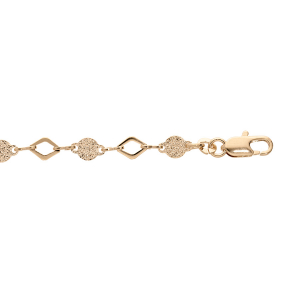 BRACELET PLAQUÉ OR PASTILLES DIAMANTÉES ET AJOURÉES  16+3CM