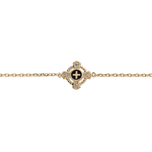 BRACELET PLAQUÉ OR CROIX OXYDES BLANCS SERTIS 18CM RÉGLABLE 16CM
