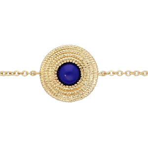 BRACELET PLAQUÉ OR ROND AVEC PIERRE SYNTHÉTIQUE BLEU FONCÉE 16+2CM
