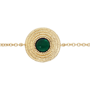 BRACELET PLAQUÉ OR ROND AVEC PIERRE SYNTHÉTIQUE VERTE 16+2CM