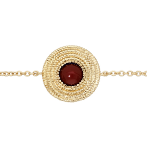 BRACELET PLAQUÉ OR ROND AVEC PIERRE SYNTHÉTIQUE ROUGE 16+2CM