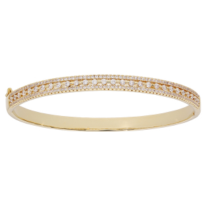 BRACELET PLAQUÉ OR JONC OXYDES BLANCS SERTIS