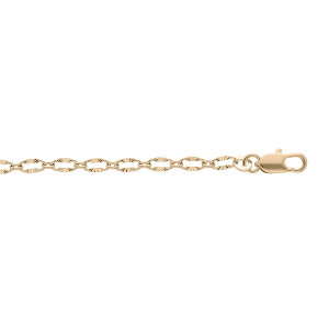 BRACELET PLAQUÉ OR MAILLONS OVALES AJOURÉS DIAMANTÉS 16+3CM