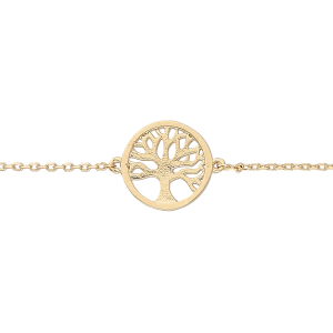 BRACELET PLAQUÉ OR ARBRE DE VIE SATINÉ 16+3CM