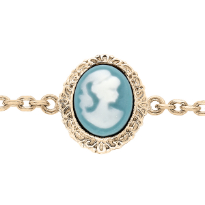 BRACELET PLAQUÉ OR CAMÉE BLEU 16+3CM