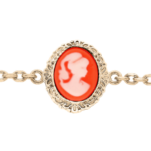 BRACELET PLAQUÉ OR CAMÉE ROSE 16+3CM