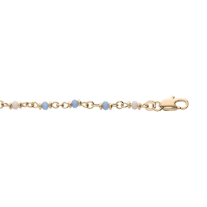 BRACELET PLAQUÉ OR TUTTI FRUTTI PIERRES SYNTHETIQUE BLEUES ET BLANCHES 16+3CM