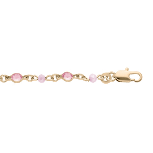 BRACELET PLAQUÉ OR TUTTI FRUTTI PIERRES SYNTHETIQUE ROSES 16+3CM