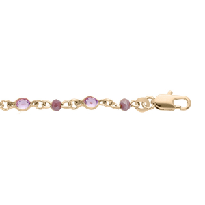 BRACELET PLAQUÉ OR TUTTI  FRUTTI PIERRES SYNTHETIQUE VIOLETTES 16+3CM
