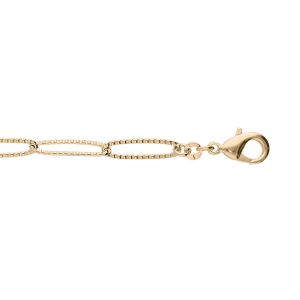 BRACELET PLAQUÉ OR MAILLONS OVALES DIAMANTÉE 17+3CM